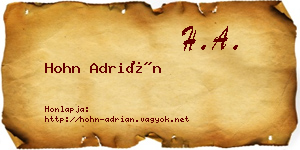 Hohn Adrián névjegykártya